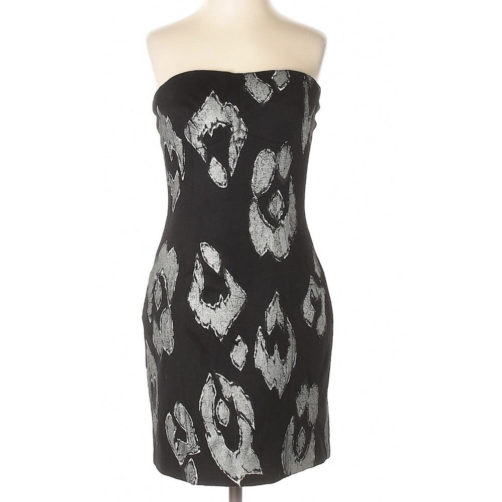 Just Cavalli Black Animal Print Wool Cocktail Party Dress (IT) 38 US 2 Strapless